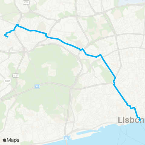 Carris Marquês Pombal - Estação Damaia map