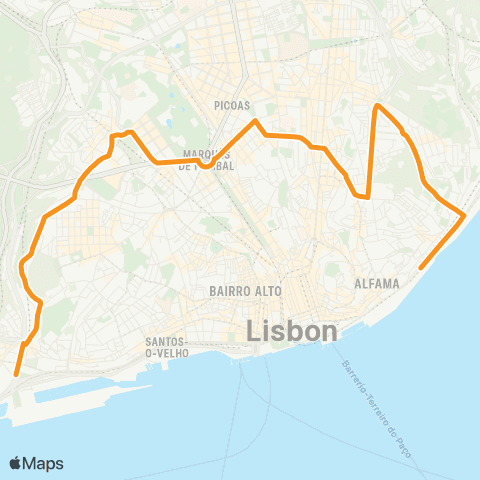 Carris Estação Sta. Apolónia - Alcântara Mar map