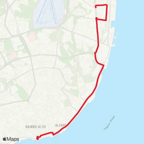 Carris Cais Sodré - Moscavide map