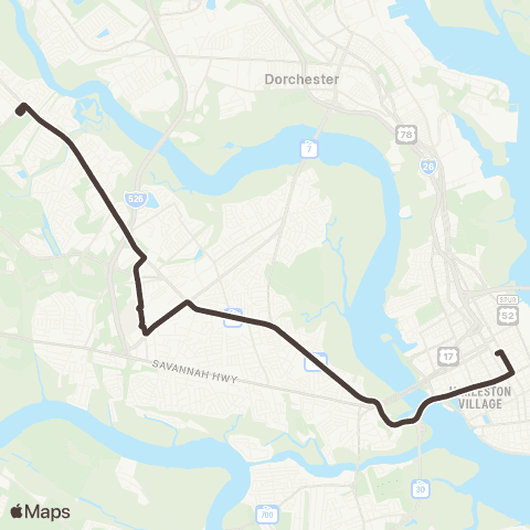 CARTA St. Andrews / Ashley River Rd map