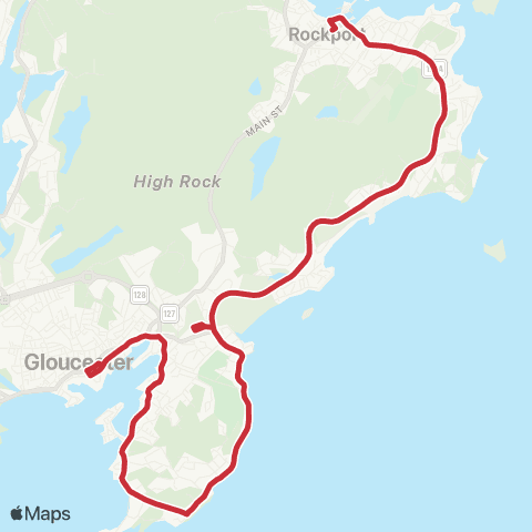 CATA Gloucester - Rockport via Thatcher Road map