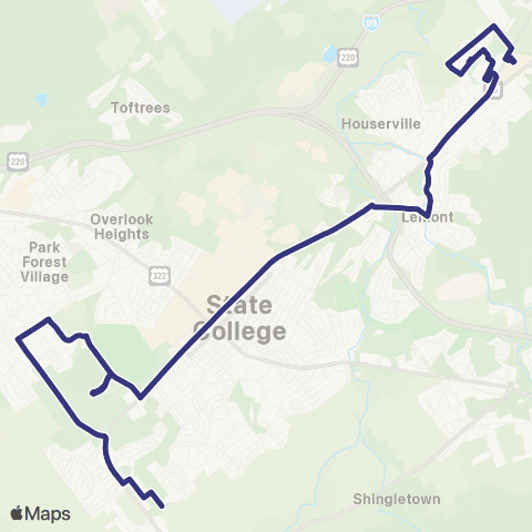 CATA College Avenue Connector map
