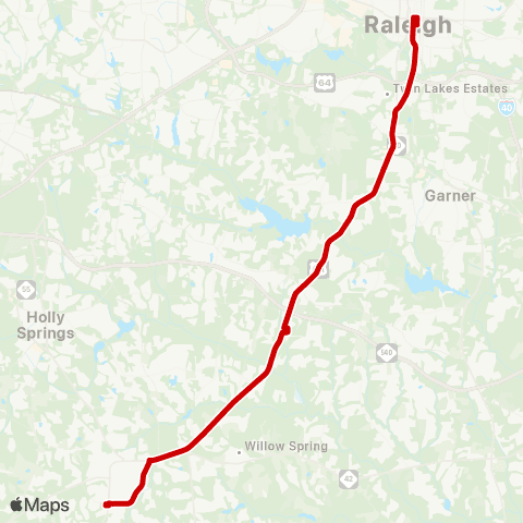 GORaleigh Fuquay-Varina - Raleigh Express map