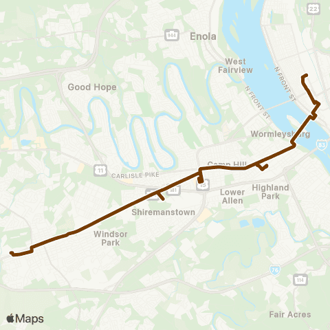 rabbittransit - Capital Region Mechanicsburg map