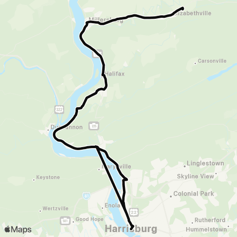 rabbittransit - Capital Region Elizabethville/Millersburg/Halifax map