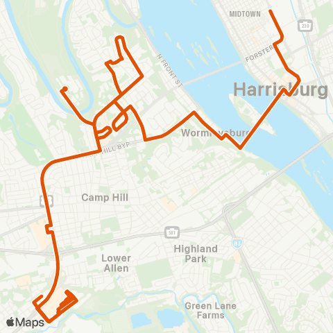 rabbittransit - Capital Region Erford Road / Capital City Mall map