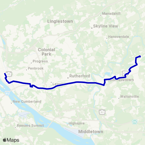 rabbittransit - Capital Region Hershey / Hummelstown map
