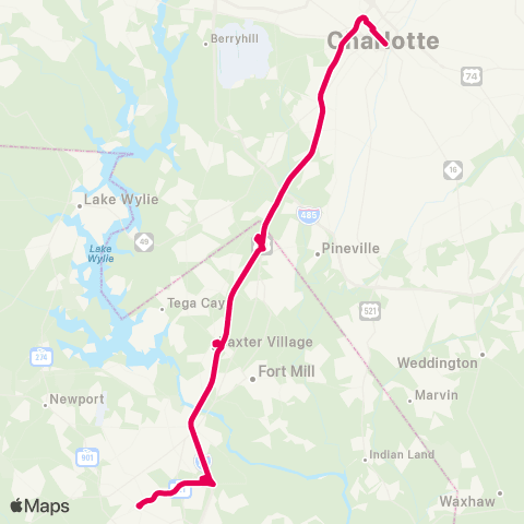 CATS Rock Hill Express map