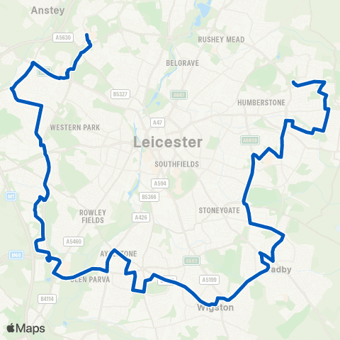 Centrebus Glenfield Hospital - General Hospital map