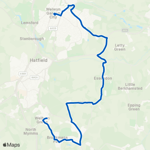 Centrebus Welham Green Railway Sta - Bus Sta map