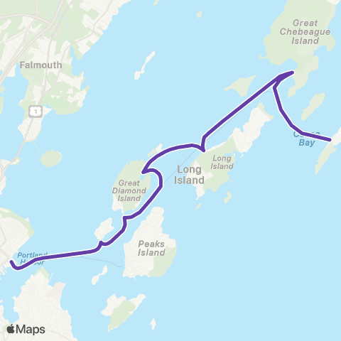 Casco Bay Lines Down Bay Islands map