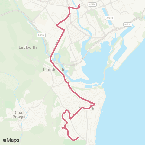 Cardiff Bus Penarth Cemetery - Cardiff Bus Interchange Bay 7 map