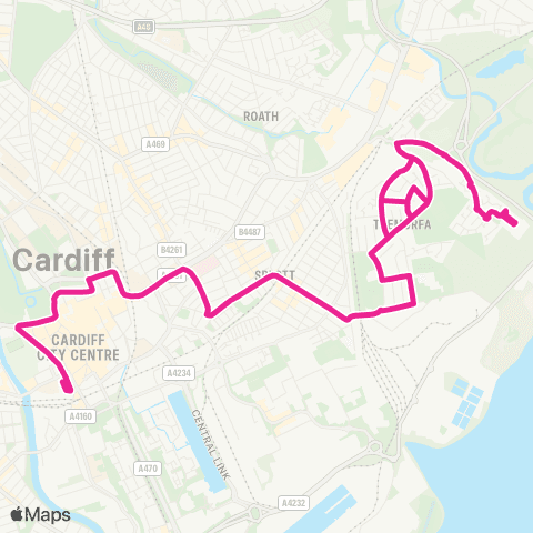Cardiff Bus Hayes Bridge Rd Jh - Pengam Green Tesco map