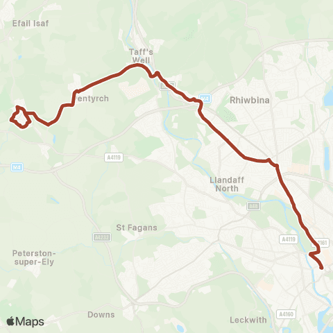 Cardiff Bus Heol Danyrodyn - Cardiff Bus Interchange Bay 2 map