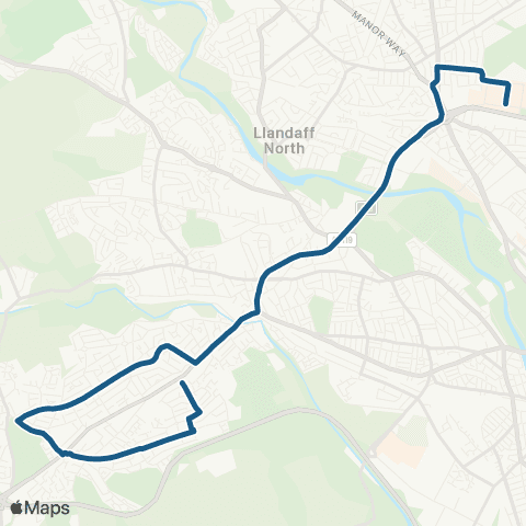 Cardiff Bus Amroth Rd - Heath Hospital Main Entrance map