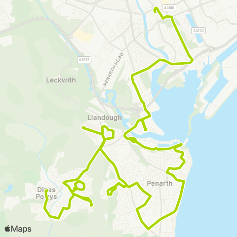 Cardiff Bus Dinas Powis Square - Cardiff Bus Interchange Bay 6 map