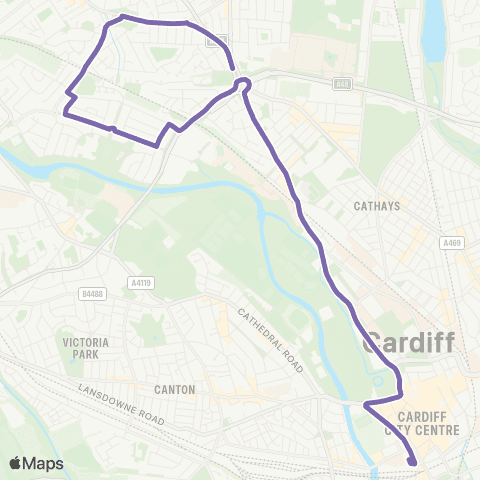 Cardiff Bus Celtic Rd - Cardiff Bus Interchange Bay 5 map