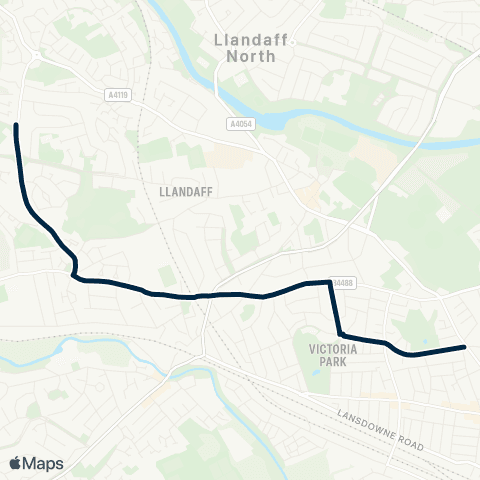 Cardiff Bus Leckwith Close - Bracken Place map