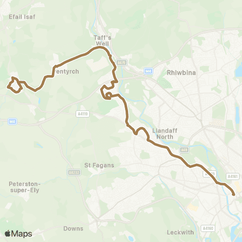 Cardiff Bus Heol Danyrodyn - Cardiff Bus Interchange Bay 3 map