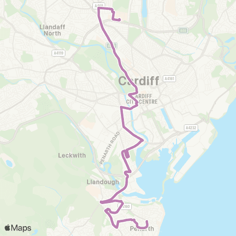 Cardiff Bus Heath Hosp Main Entrance - Windsor Ter map