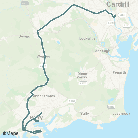 Cardiff Bus Cardiff Bus Interchange Bay 8 - Barry Town Ctr 4 map