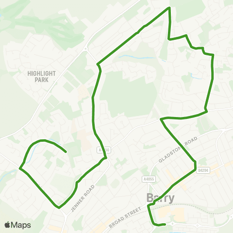 Cardiff Bus Gwenog Court - Barry Kwik Fit map