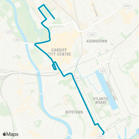 Cardiff Bus City Hall Rh - Millennium Centre map