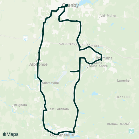 Circuit Brome-Yamaska Granby - Bromont - Cowansville - Granby map
