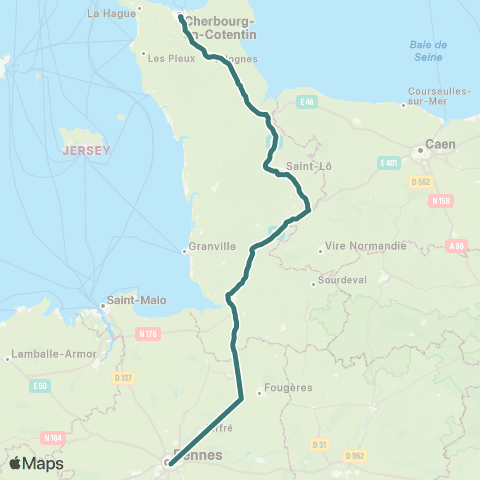 Cap Cotentin Cherbourg en Cotentin - Rennes map