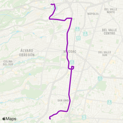 Corredores Concesionados Metro Observatorio - San Ángel Clínica 4 y 8 map
