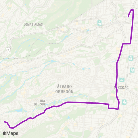 Corredores Concesionados Metro Tacubaya - Cehuayo map