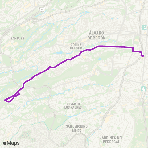 Corredores Concesionados Metro Barranca del Muerto - Bosques map