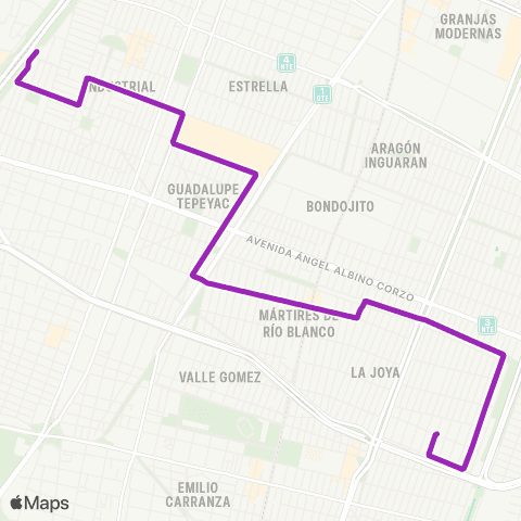 Corredores Concesionados Metro Potrero - Metro Eduardo Molina map