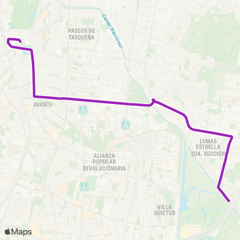 Corredores Concesionados Metro Taxqueña - Técnicos y Manuales map