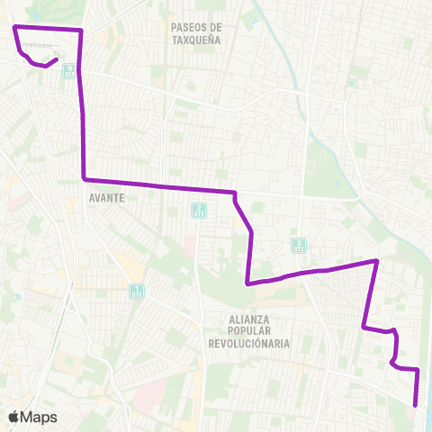 Corredores Concesionados Metro Taxqueña - UAM Xochimilco por 18-19 map