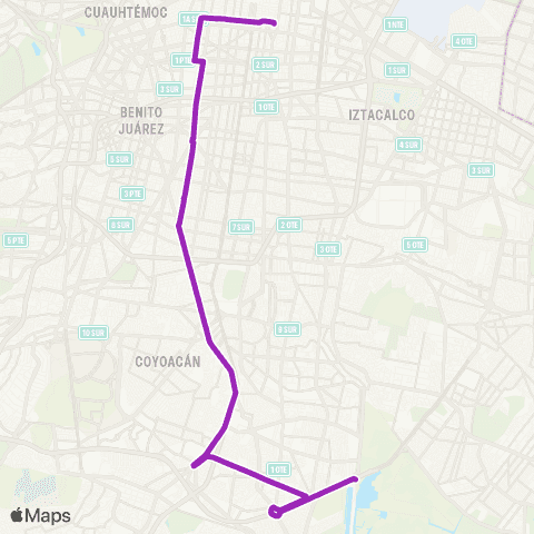 Corredores Concesionados Merced - Salto del Agua - Cuemanco map