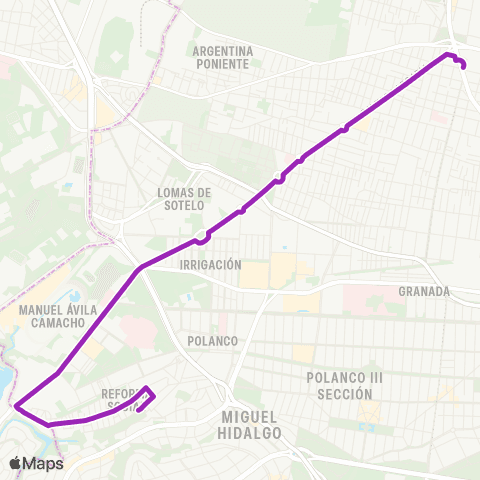 Corredores Concesionados CETRAM Tacuba - San Isidro map