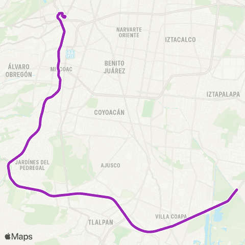 Corredores Concesionados Tacubaya - Canal de Chalco map