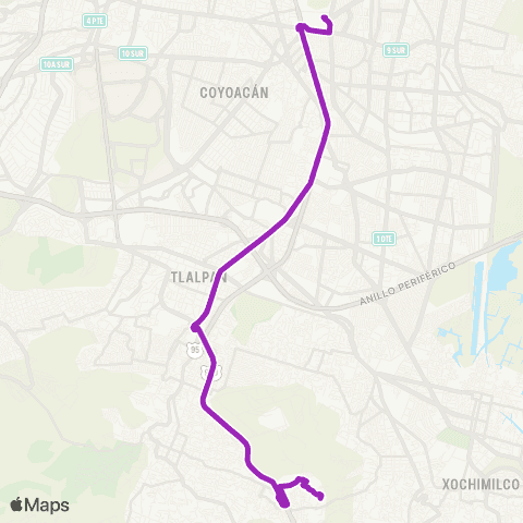 Corredores Concesionados Taxqueña - Tlaxopan map