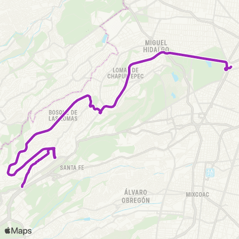 Corredores Concesionados Bosques - Chapultepec map