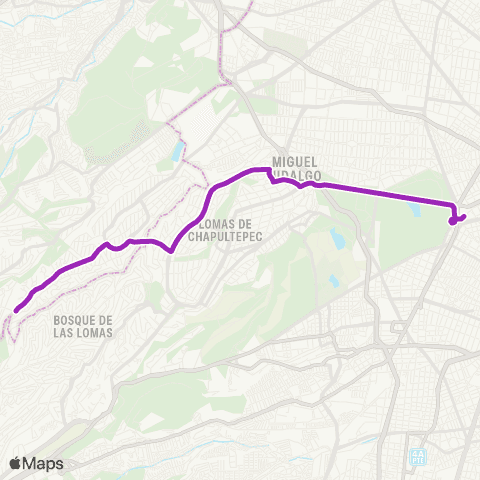 Corredores Concesionados Tecamachalco - Chapultepec map