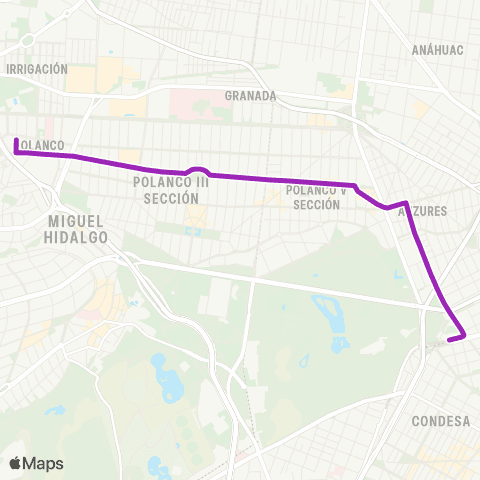 Corredores Concesionados Av. Homero - Chapultepec map