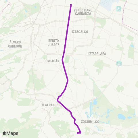 Corredores Concesionados Santiago Tepelcatlalpan - Izazaga map