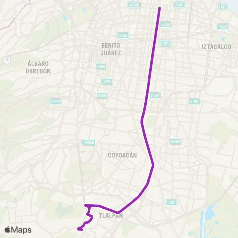 Corredores Concesionados Fuentes Brotantes - Izazaga map