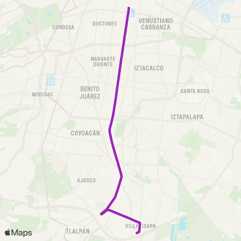 Corredores Concesionados Coapa - Izazaga map