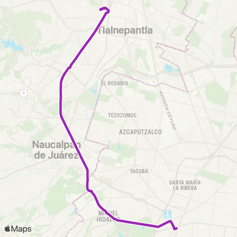 Corredores Concesionados Valle Dorado - Chapultepec map