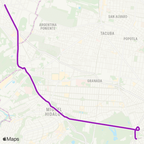 Corredores Concesionados 1ro de Mayo - Chapultepec map