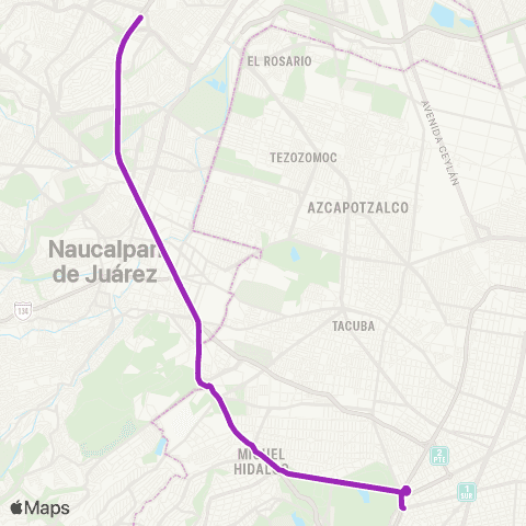 Corredores Concesionados Satélite - Chapultepec map