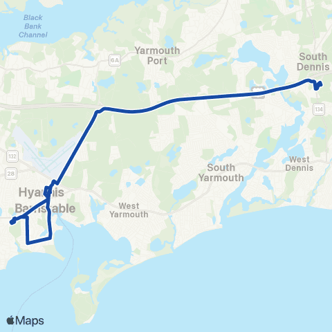 Cape Cod RTA Hyannis Area Trolley map