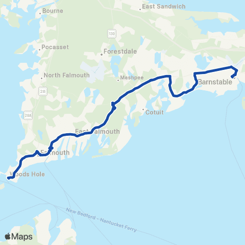 Cape Cod RTA Sealine Hyannis-Falmouth / Woods Hole map